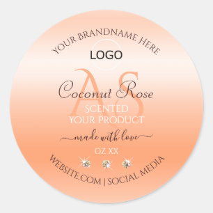 Pastel Rose Saumon Produit Étiquette Monogramme et