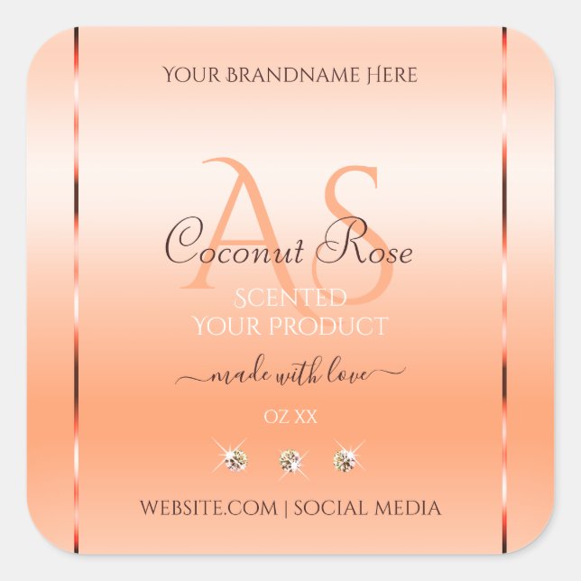 Pastel Rose Saumon Produit Étiquettes Bijoux Monog (Devant)