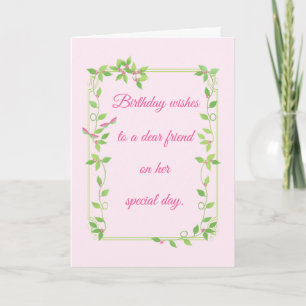 Pastel Rosebuds on an Ivy Vine Birthday Card