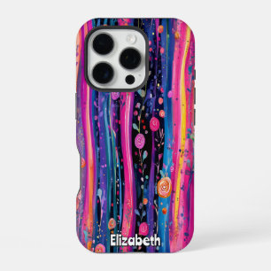 Pastel Roses and Stripes iPhone 16 Pro Case
