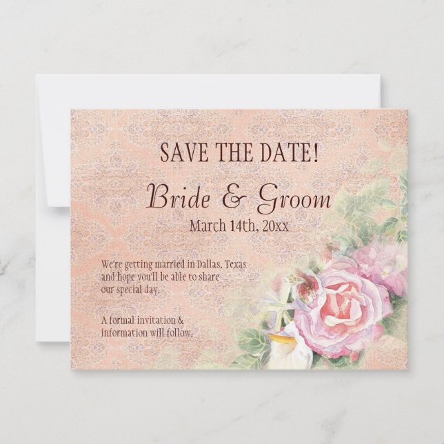 Pastel Roses & Calla Lilies  - Save the Date Card (Front)
