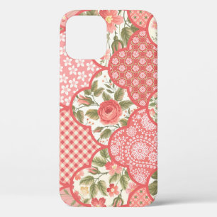 Pastel Roses Floral Patchwork Pattern iPhone 12 Case