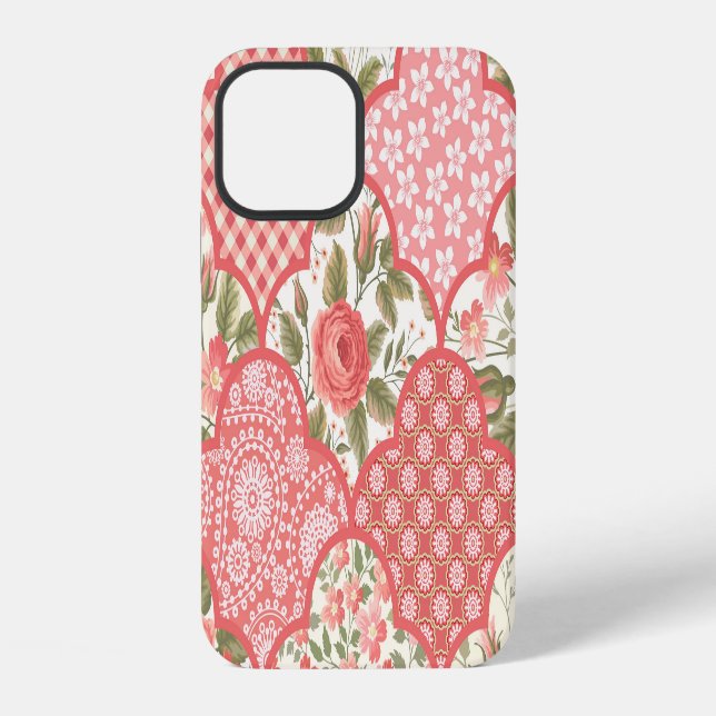 Pastel Roses Floral Patchwork Pattern iPhone Case (Back)