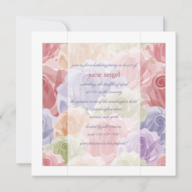 Pastel Roses Invitation (Front)
