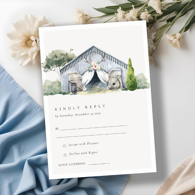 Pastel Rustic Barnyard Farm Theme Wedding RSVP Enclosure Card (Creator Uploaded)