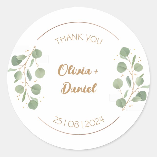 Pastel Rustic Floral Thank You Wedding Sticker (Front)