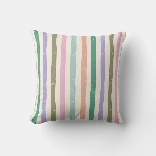 Pastel Rustic Striped Throw Pillow (Front)