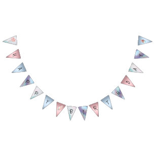 Pastel Safari Animals Personalized Birthday Party Bunting Flags