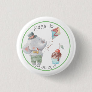 Pastel Safari Elephant Personalized Birthday 1 Inch Round Button