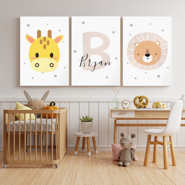Pastel Safari Nursery Wall Art Set Giraffe Zebra (Créateur téléchargé)