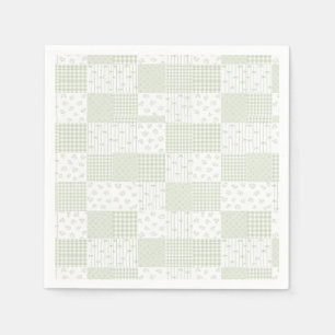 Pastel Sage Green Vintage Patchwork Baby Shower Napkin