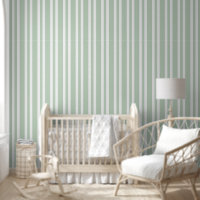 Pastel Sage Green White Stripes Pattern