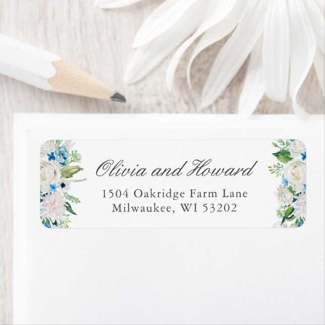 Pastel Sage Vert Bleu Blanc Aquarelle Florale (En situation)