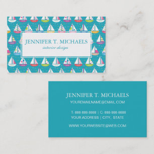 Pastel Sailboat Pattern Business Card