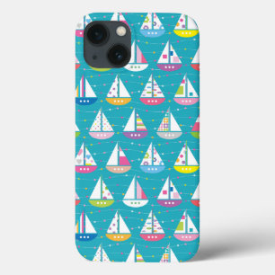 Pastel Sailboat Pattern iPhone 13 Case