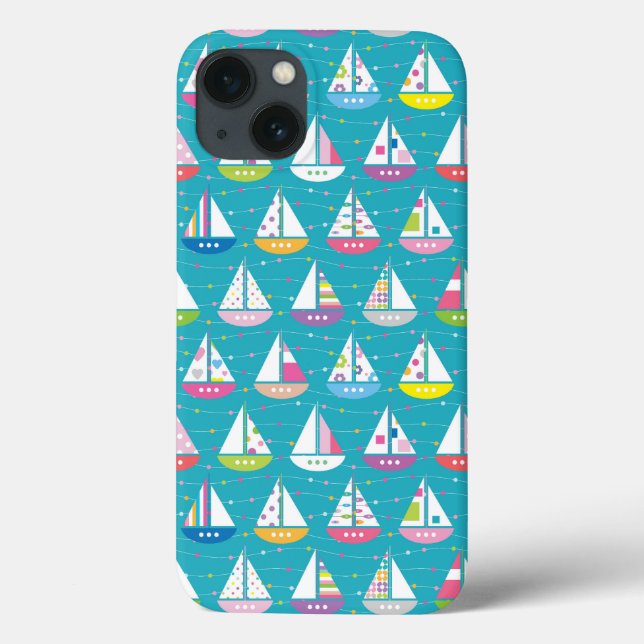 Pastel Sailboat Pattern Case-Mate iPhone Case (Back)