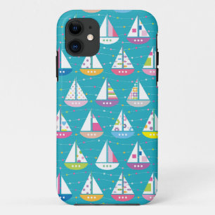 Pastel Sailboat Pattern iPhone 11 Case
