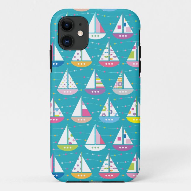 Pastel Sailboat Pattern Case-Mate iPhone Case (Back)