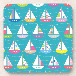 Pastel Sailboat Pattern Coaster