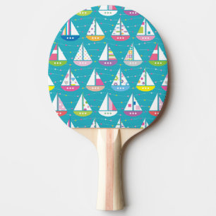 Pastel Sailboat Pattern Ping Pong Paddle