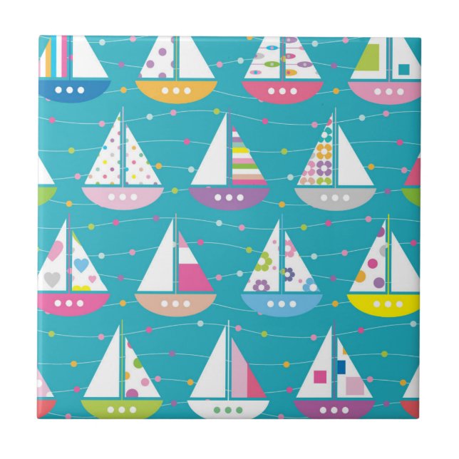 Pastel Sailboat Pattern Tile (Front)
