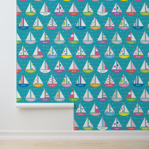 Pastel Sailboat Pattern Wallpaper