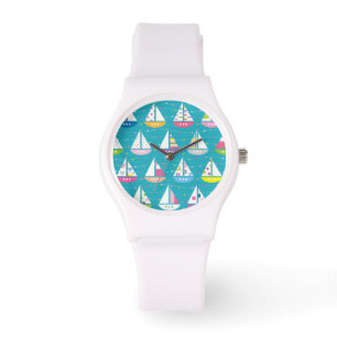 Pastel Sailboat Pattern Watch