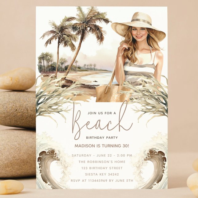 Pastel Sand Birthday Beach Party  Invitation (Creator Uploaded)