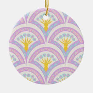 Pastel Scallop Pattern Ceramic Ornament