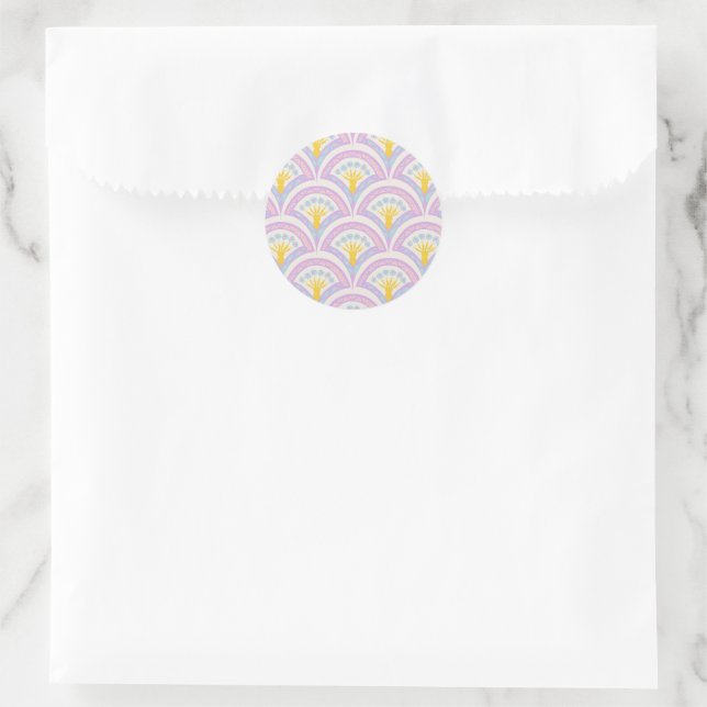 Pastel Scallop Pattern Classic Round Sticker (Bag)