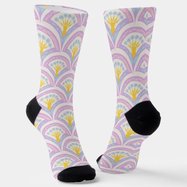 Pastel Scallop Pattern Socks (Angled)