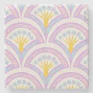 Pastel Scallop Pattern Stone Coaster
