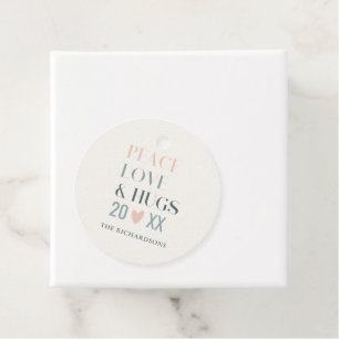Pastel Scandi Blush Grey Peace Love & Hugs 2023 Favour Tags