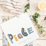 Pastel Scandi Yellow Gray Text Peace Christmas Holiday Card<br><div class="desc">If you need any further customization please feel free to message me on yellowfebstudio@gmail.com.</div>