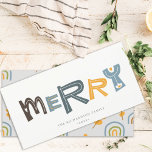 Pastel Scandi Yellow Grey Text Merry Christmas Holiday Card<br><div class="desc">If you need any further customisation please feel free to message me on yellowfebstudio@gmail.com.</div>