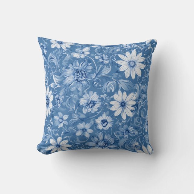 Pastel Scrolls Blossoms Throw Pillow (Front)