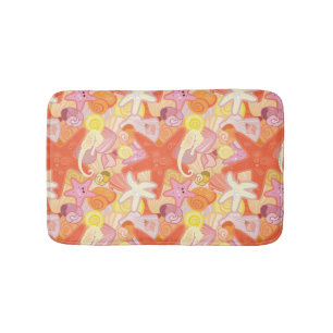 Pastel Sea Creature Pattern Bath Mat