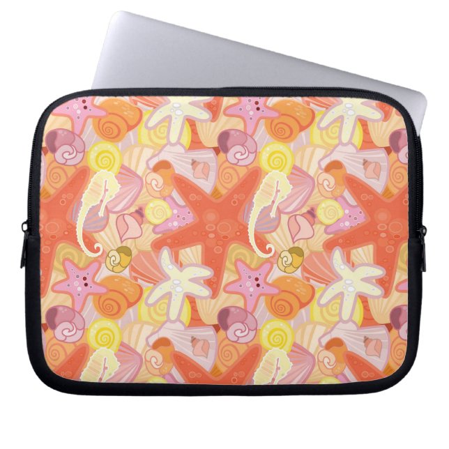 Pastel Sea Creature Pattern Laptop Sleeve (Front)