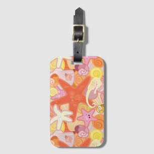 Pastel Sea Creature Pattern Luggage Tag