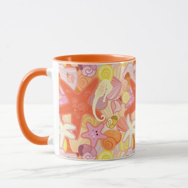 Pastel Sea Creature Pattern Mug (Left)