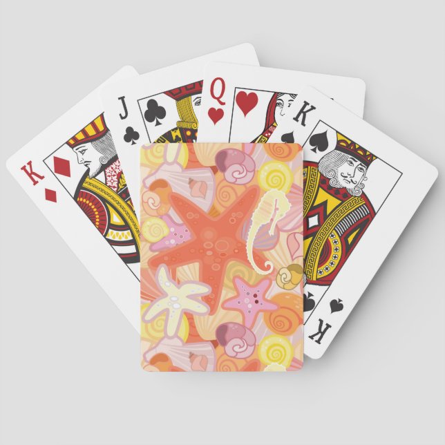 Pastel Sea Creature Pattern Playing Cards (Back)