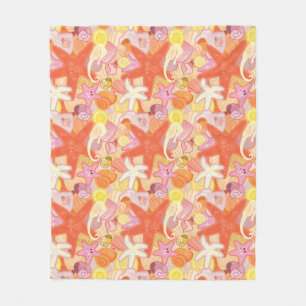 Pastel Sea Creatures Fleece Blanket