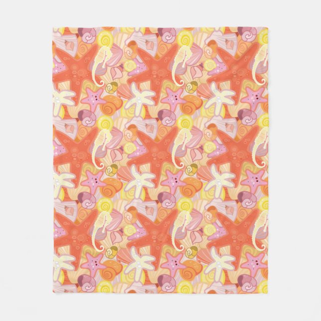 Pastel Sea Creatures Fleece Blanket (Front)