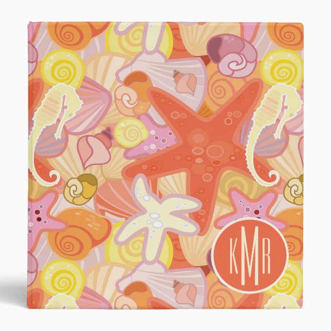Pastel Sea Creatures | Monogram Binder (Front)