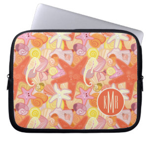 Pastel Sea Creatures   Monogram Laptop Sleeve