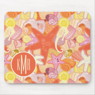 Pastel Sea Creatures Monogram Mouse Pad