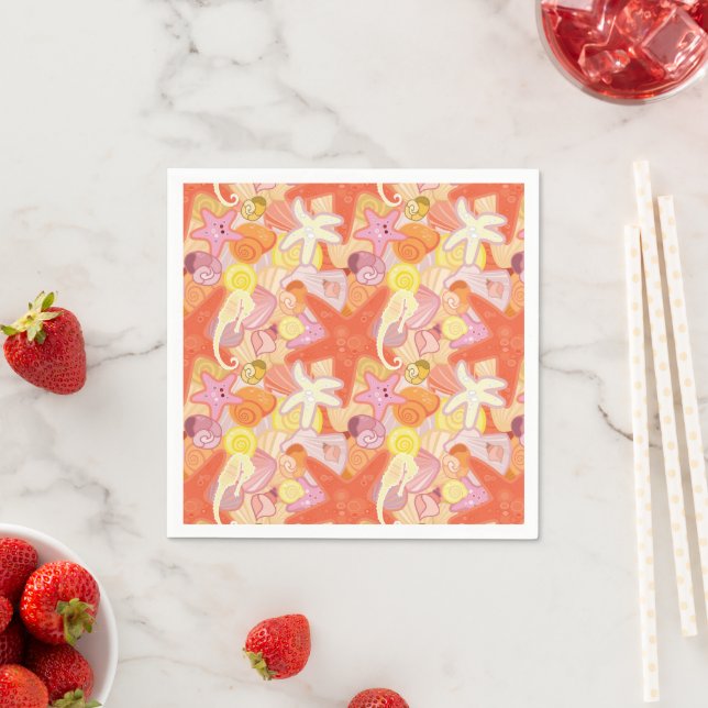 Pastel Sea Creatures Napkin (Insitu)