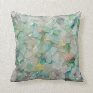Pastel sea glass beach glass photo square throw pillow