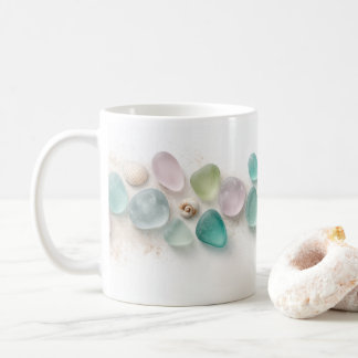 Pastel Sea Glass & Shells Minimalist Mug