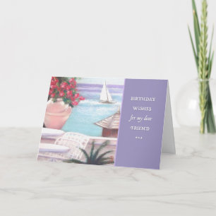 Pastel Sea & Sailboat Birthday Wishes Card